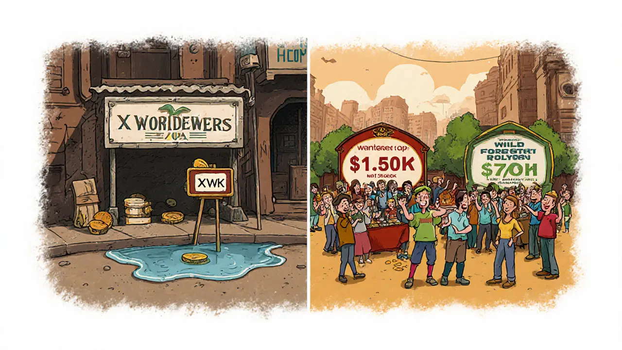 Cartoon comparing XWG market size to Wanderers and Wild Forest.