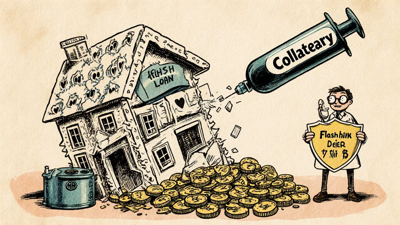 An attacker injecting fake prices into a DeFi oracle, causing a collateral house of cards to collapse.