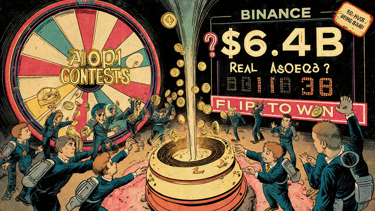 Chaos on a trading carnival ride with traders racing around a giant AOP contest wheel.