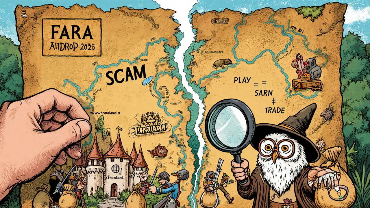 Torn scam map revealing a real path to earning FARA through gameplay and NFT trading.