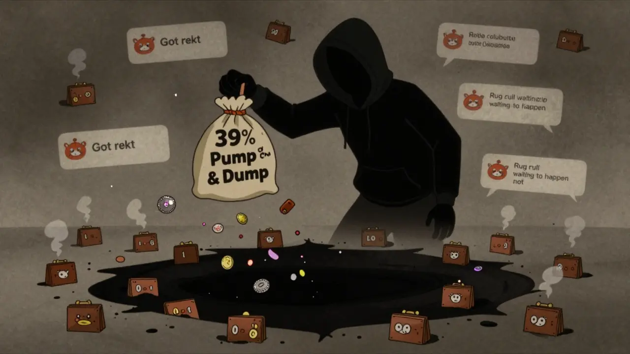 A shadowy figure dumping CCDOG tokens into a black hole as wallets vanish.
