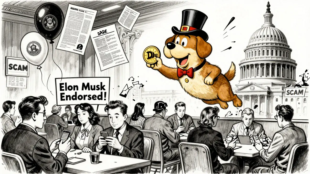 People fooled by fake Elon Musk endorsement as cartoon dog with DOGE token floats above