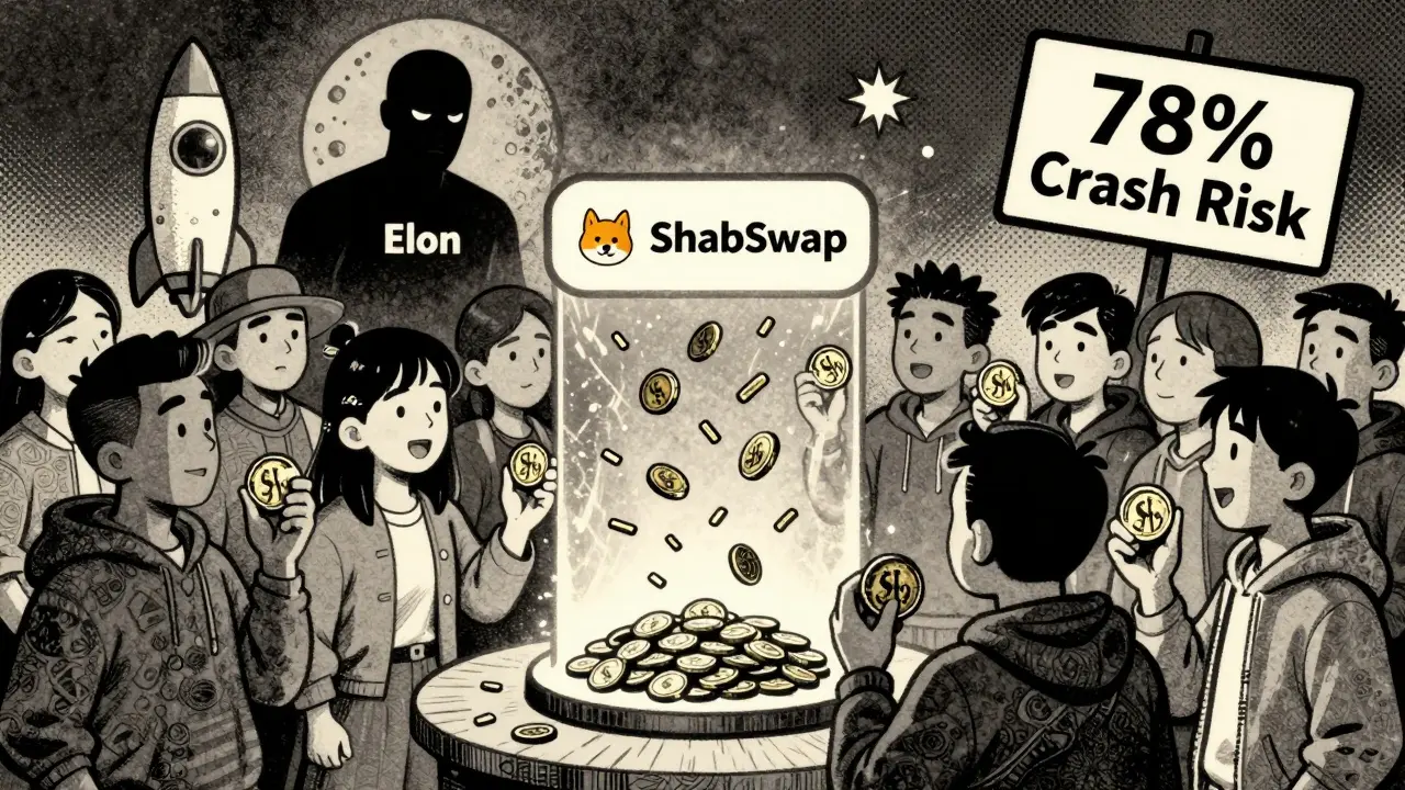 People staking SHIB tokens into a glowing portal that emits BONE coins, with a tweet rocket in the background.