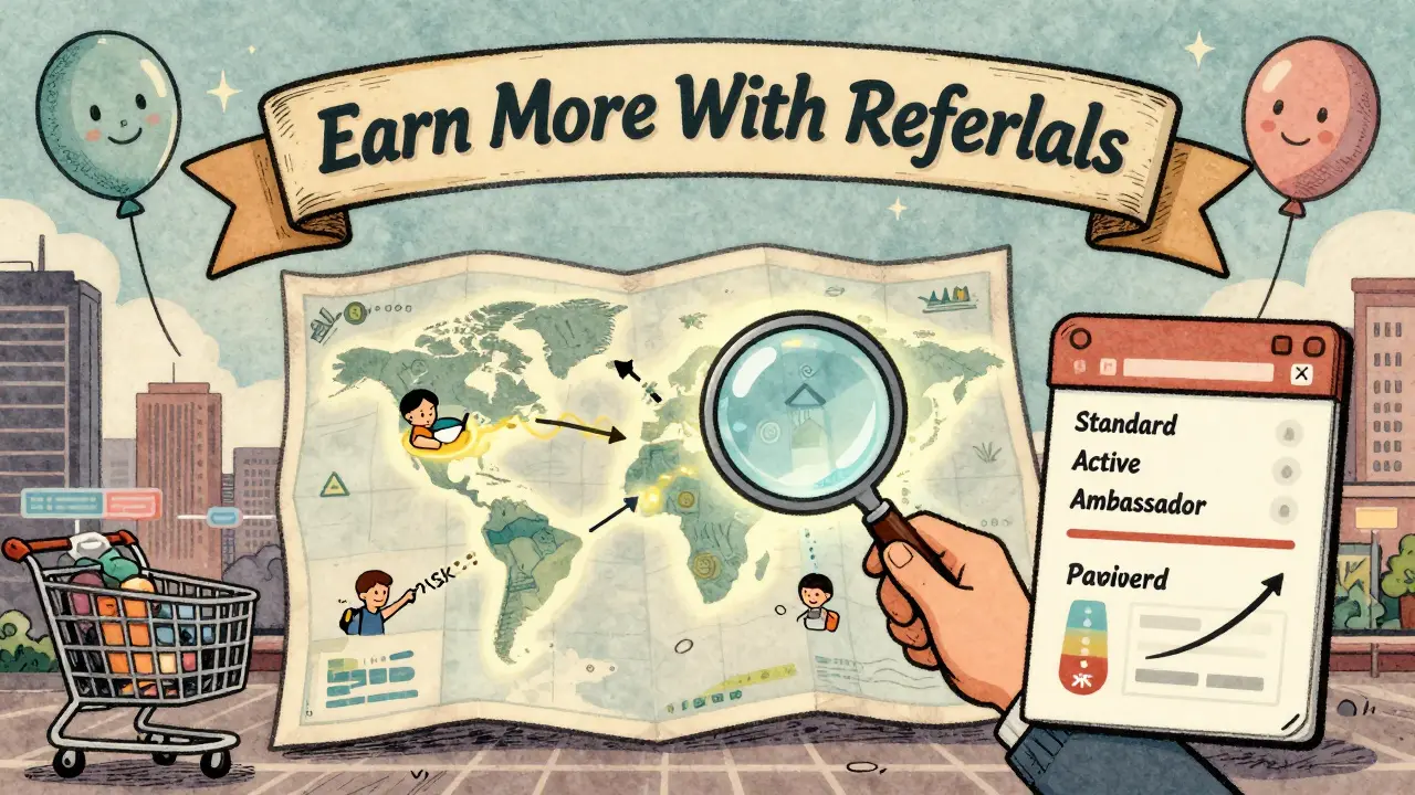 Person earning ASK tokens from friends around the world via referral network
