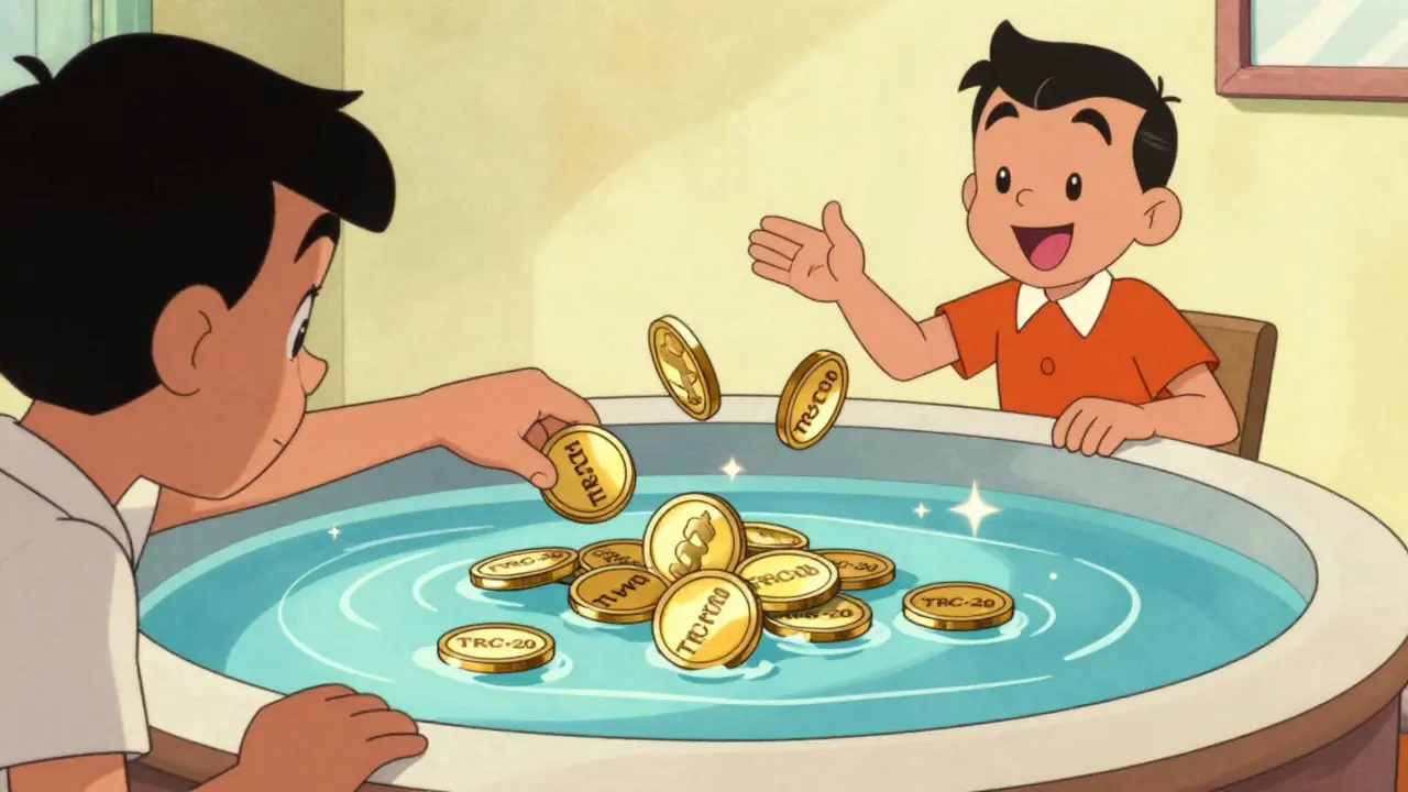 User adding tokens to liquidity pool with fees flowing to providers