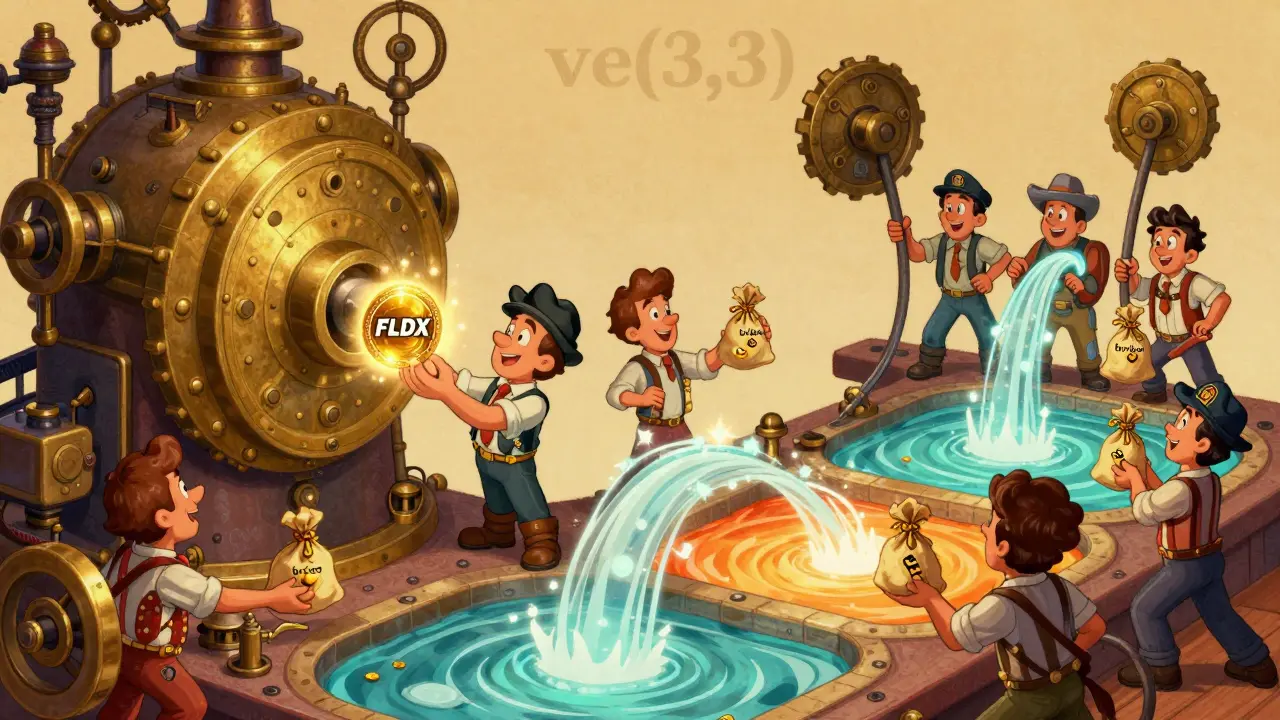 Vintage cartoon depicting a mechanical lock and characters exchanging bribes for voting power.