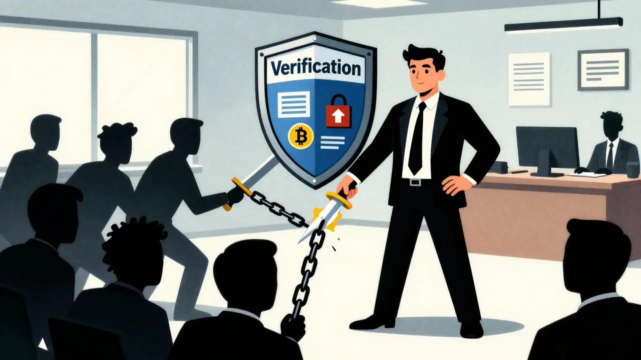 Business owner shielding company from fraud with security tools