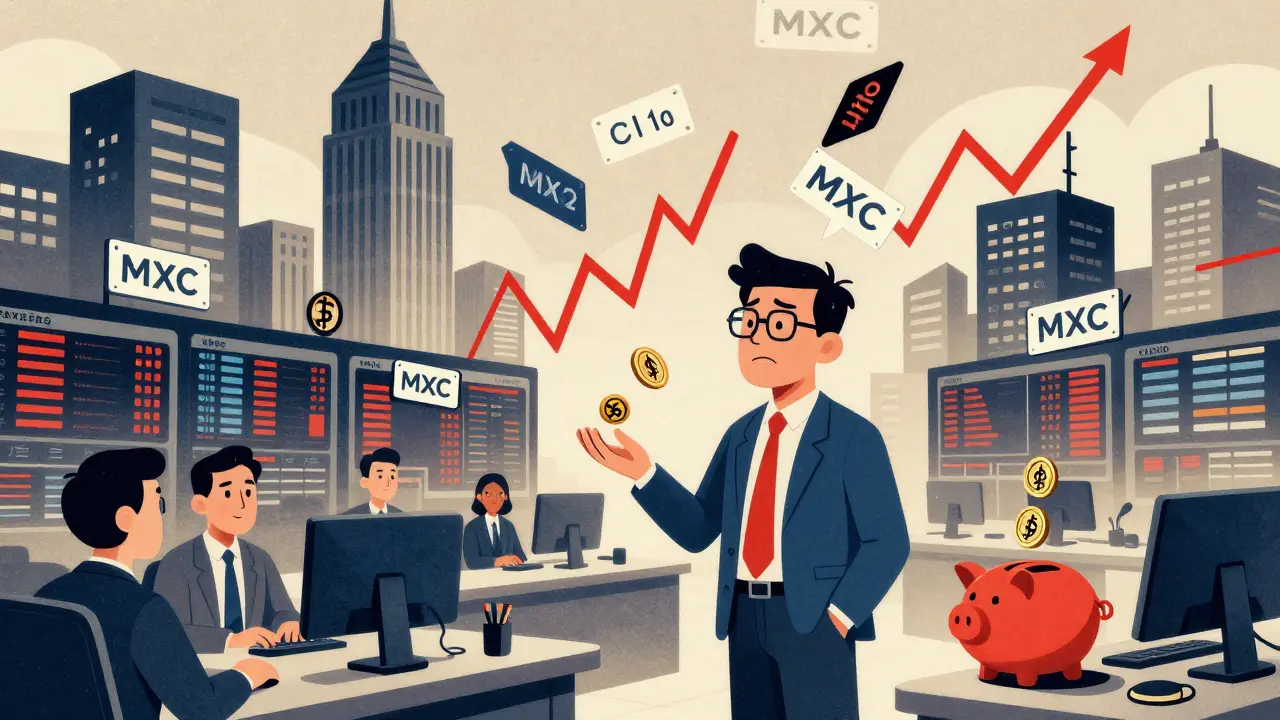 Illustration of volatile crypto market and staking