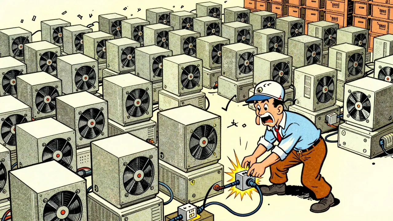 Chaotic warehouse of millions of miners causing power grid failure