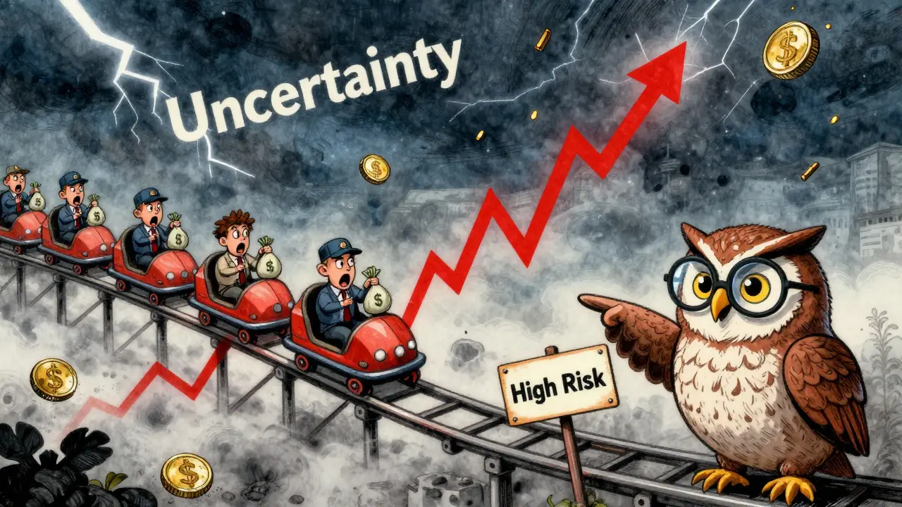 Illustration of a volatile price chart rollercoaster crashing
