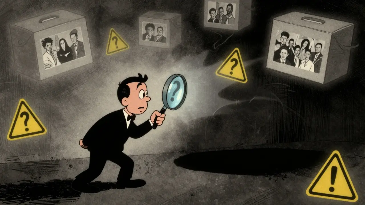 Magnifying glass over shadowy void in vintage art