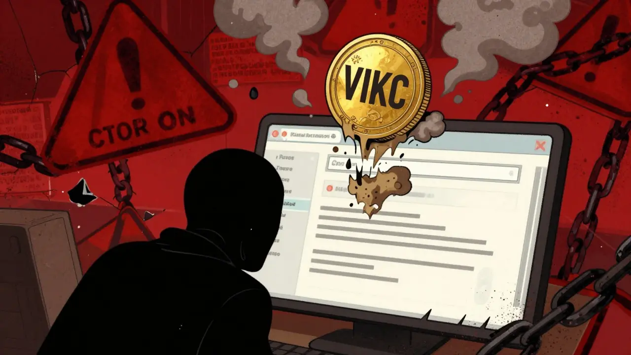 Digital token dissolving into dust near a scam trap