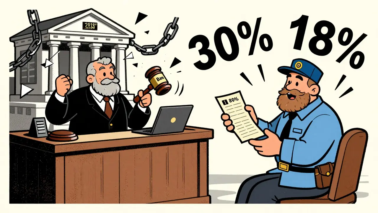 Vintage cartoon of high crypto taxes crushing trader