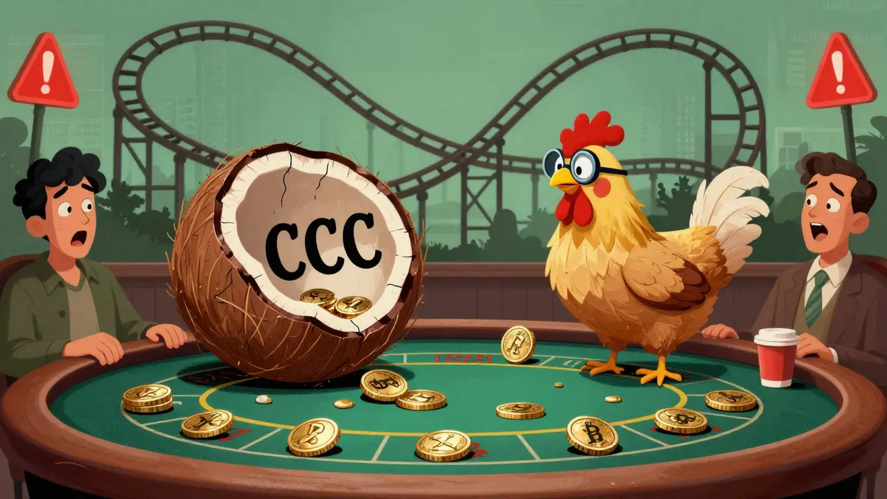 Gambling scene showing volatile CCC coin prices