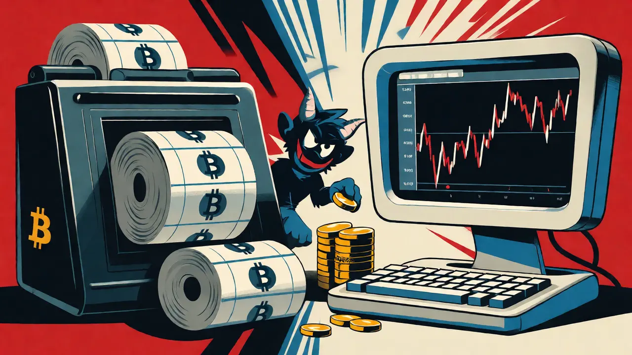 Cartoon illustration showing hidden trading fees and MT5 charts