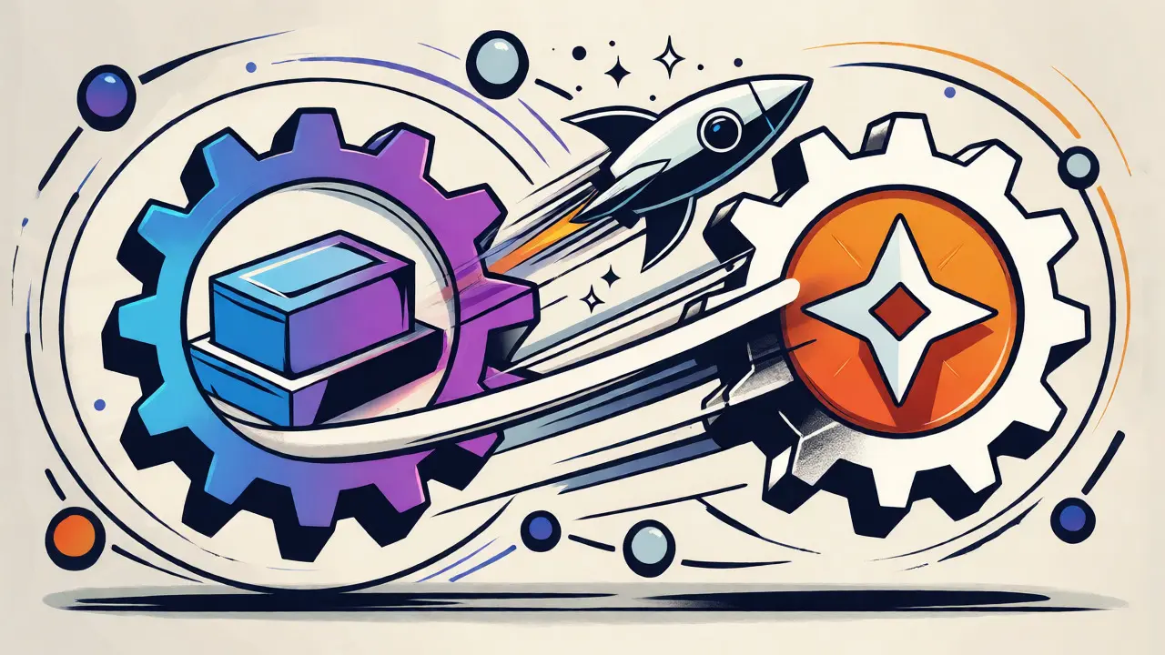 Illustration of interlocking gears representing blockchain technology and speed