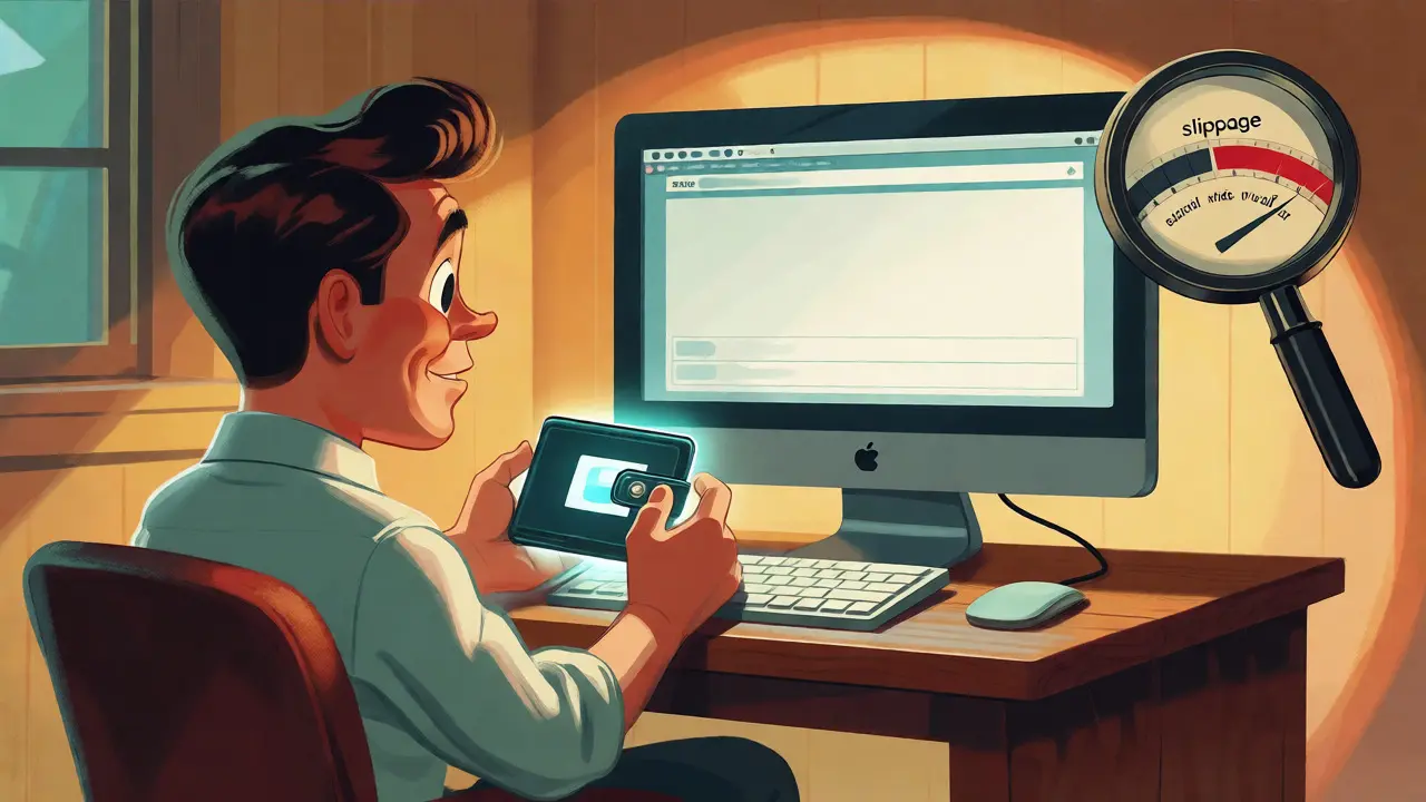 Person using a simple crypto exchange interface on a computer