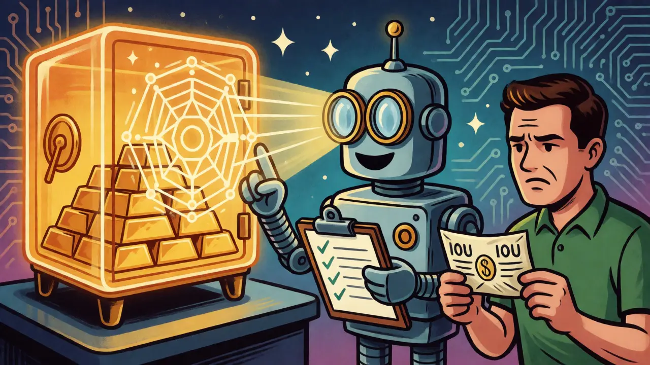 Robot auditor verifying collateral reserves with cryptographic beams